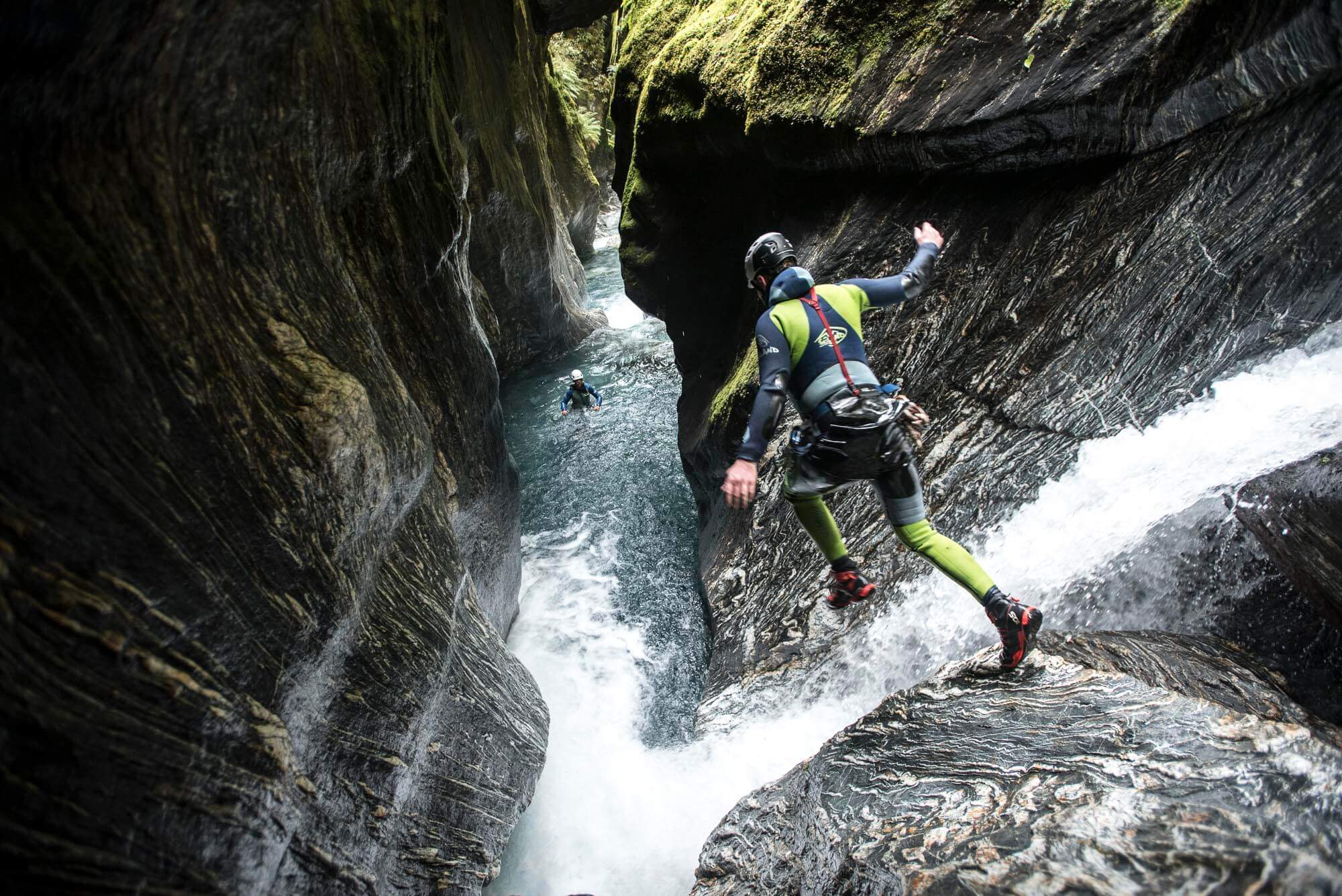 Jumping in the canyon in New Zealand