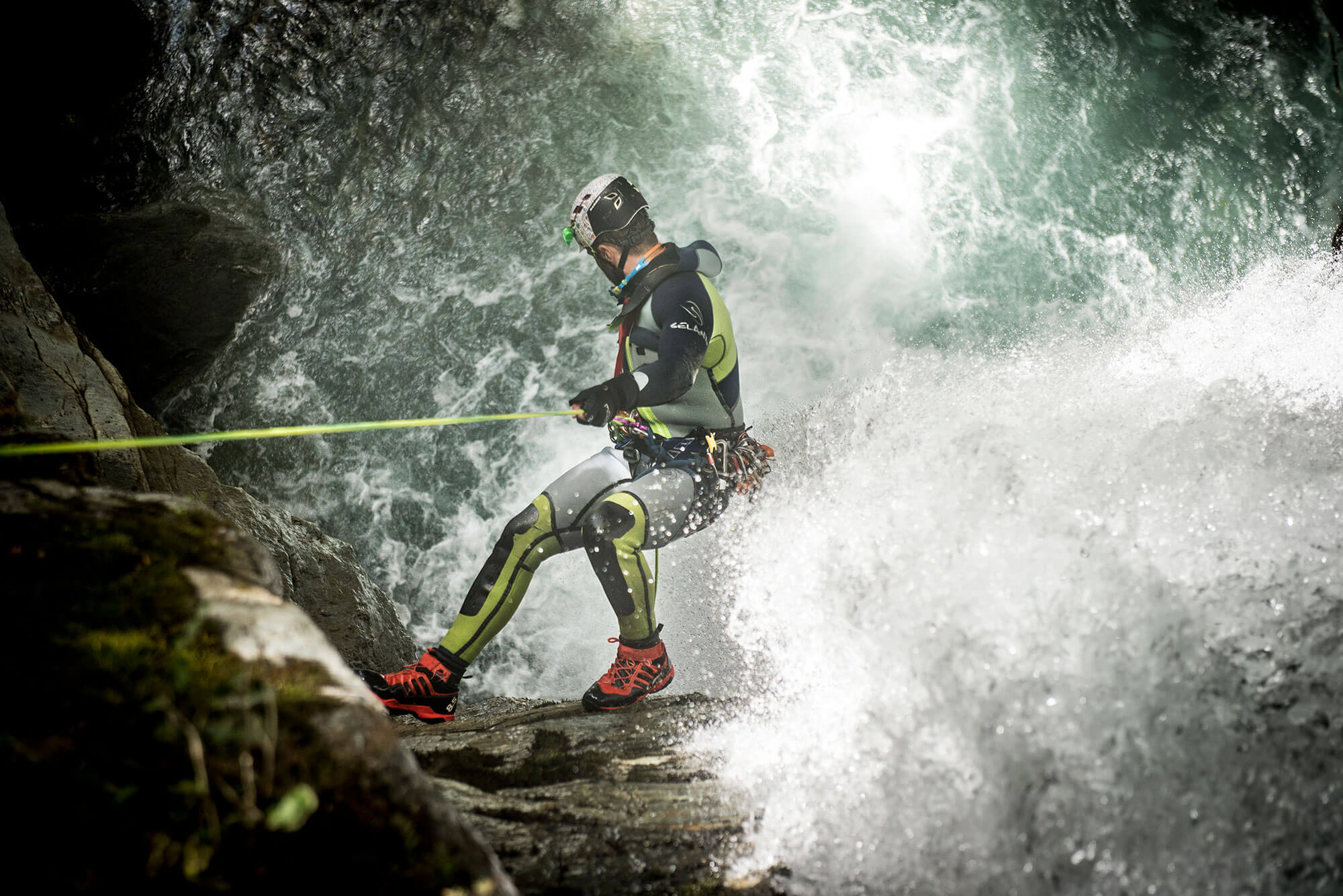 A photo of canyoning in flowing water